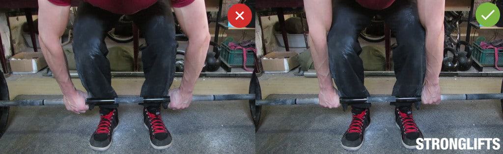 Proper arm position on Deadlifts