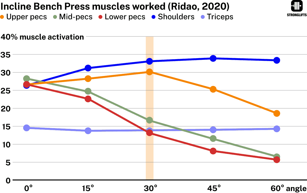 Incline Bench Press angle and muscles worked