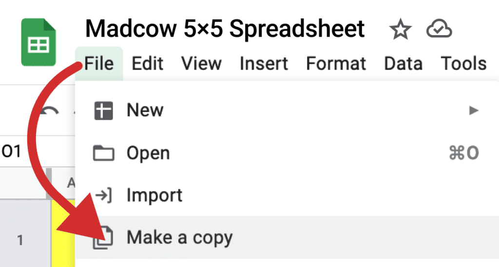 Copy the Madcow 5x5 spreadsheet
