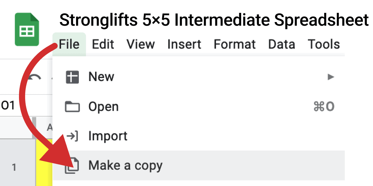 Copy Stronglifts 5x5 Intermediate Spreadsheet