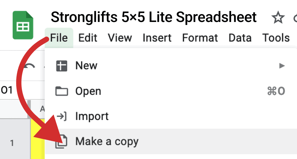 Copy the Stronglifts 5x5 Lite Spreadsheet Copy the Stronglifts 5x5 Lite Spreadsheet
