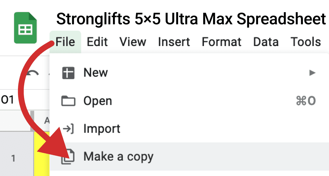 Copy the Stronglifts 5x5 Ultra Max Spreadsheet Copy the Stronglifts 5x5 Ultra Max Spreadsheet